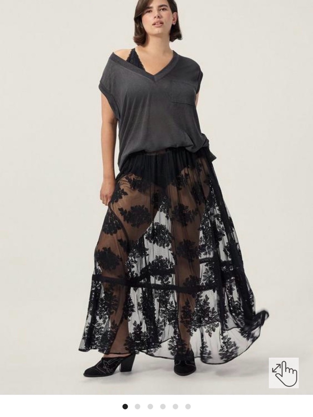 New! Sheer Floral Lace Maxi Skirt - Black
